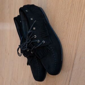 Cellina Suede Fringe Moccasin Shoes Size 40/9